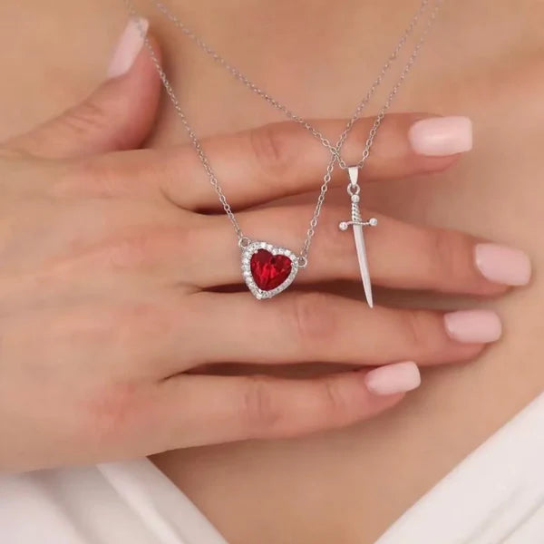 Duo Collar Alianza Sagrada ❤️🔥🗡️ | En Plata Ley 925 + Caja Regalo