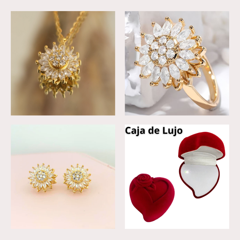 Collar Girasol Giratorio 🌻✨| Baño en Oro de 18k + Caja de Lujo ¡Gratis!
