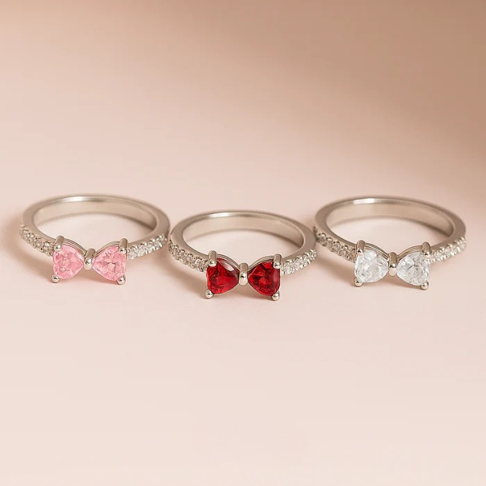 Anillo de Liston 🎀 | Bañado en Oro Blanco | Talla ajustable + Caja de regalo ✨
