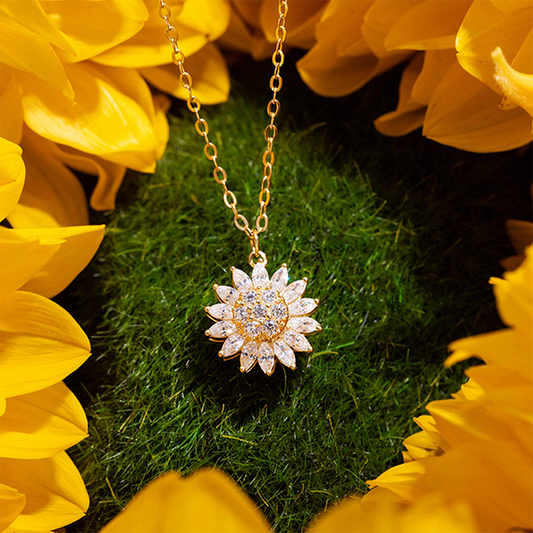 Collar Girasol Giratorio 🌻✨| Baño en Oro de 18k + Caja de Lujo ¡Gratis!