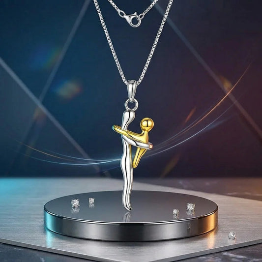 Collar Mama E Hijo Abrazo Amor Infinito ♾️👨‍👧‍👦 + Caja Regalo