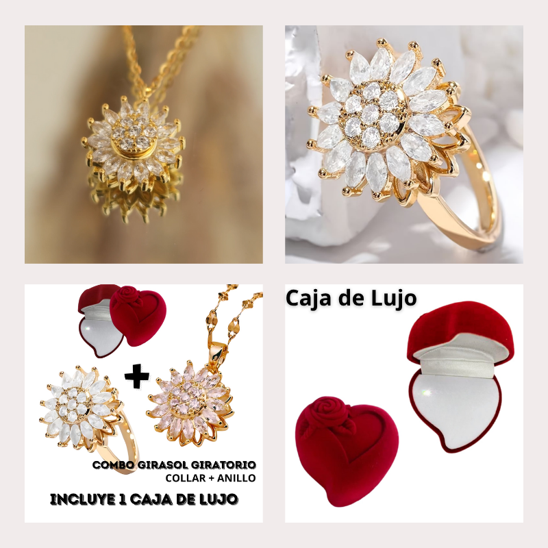 Collar Girasol Giratorio 🌻✨| Baño en Oro de 18k + Caja de Lujo ¡Gratis!