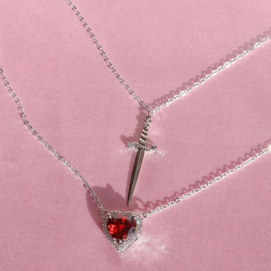 Duo Collar Alianza Sagrada ❤️‍🔥🗡️ | En Plata Ley 925 + Caja Regalo