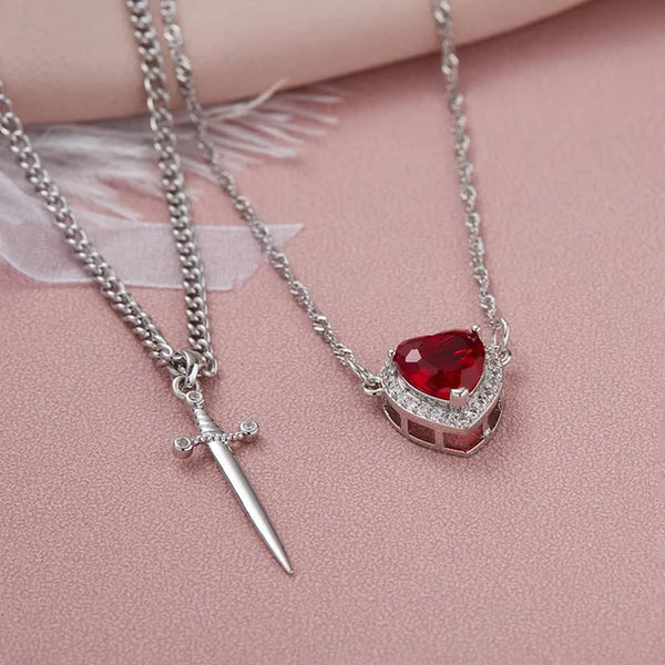 Duo Collar Alianza Sagrada ❤️‍🔥🗡️ | En Plata Ley 925 + Caja Regalo