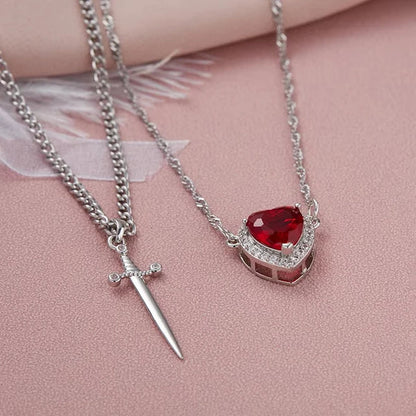 Duo Collar Alianza Sagrada ❤️‍🔥🗡️ | En Plata Ley 925 + Caja Regalo