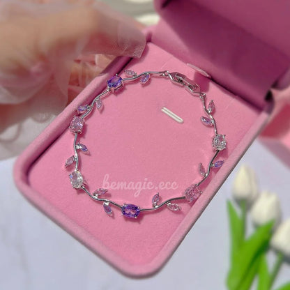 Pulsera Tulipanes Encantados 🌷 | Baño en Oro  + Caja de Regalo  🎁✨