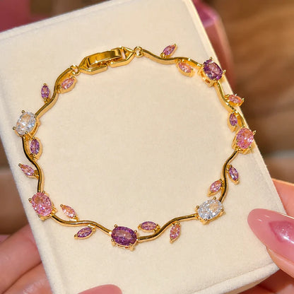 Pulsera Tulipanes Encantados 🌷 | Baño en Oro  + Caja de Regalo  🎁✨