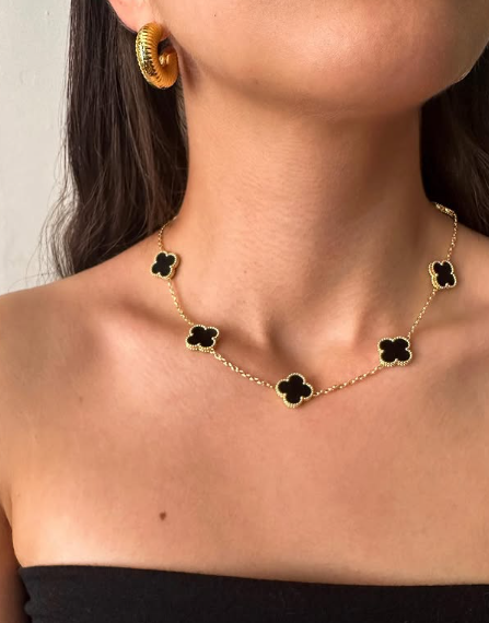 Combo Collar Van Cleef Bañado en Oro + Caja de Regalo