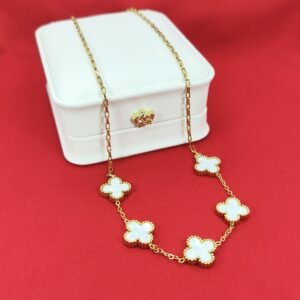 Combo Collar Van Cleef Bañado en Oro + Caja de Regalo