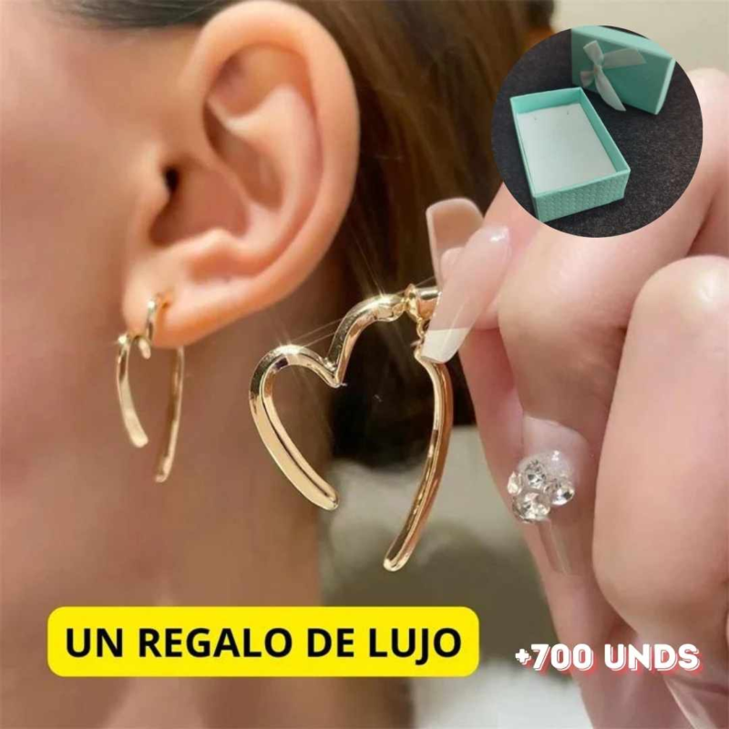 Pendientes Aritos Heart + Caja de Regalo