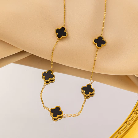 Combo Collar Van Cleef Bañado en Oro + Caja de Regalo