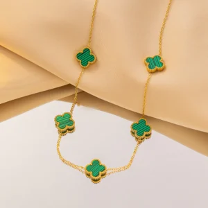 Collar Van Cleef Bañado en Oro + Caja de Regalo