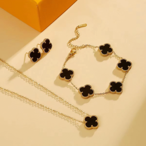 Combo Van Cleef : Cadena + Aritos + Anillo | Pulsera + Caja de Regalo